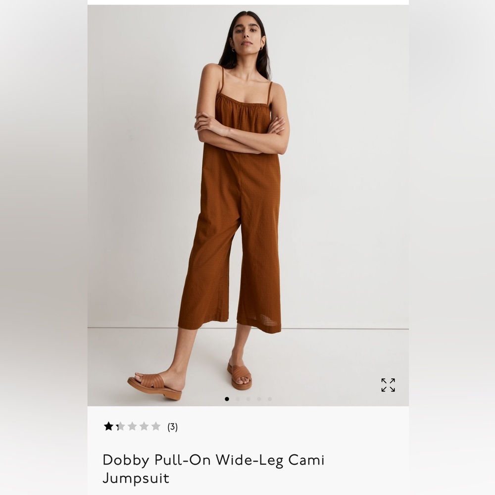 Madewell Dobby pull on wide leg cami jumpsuit- color Sepia